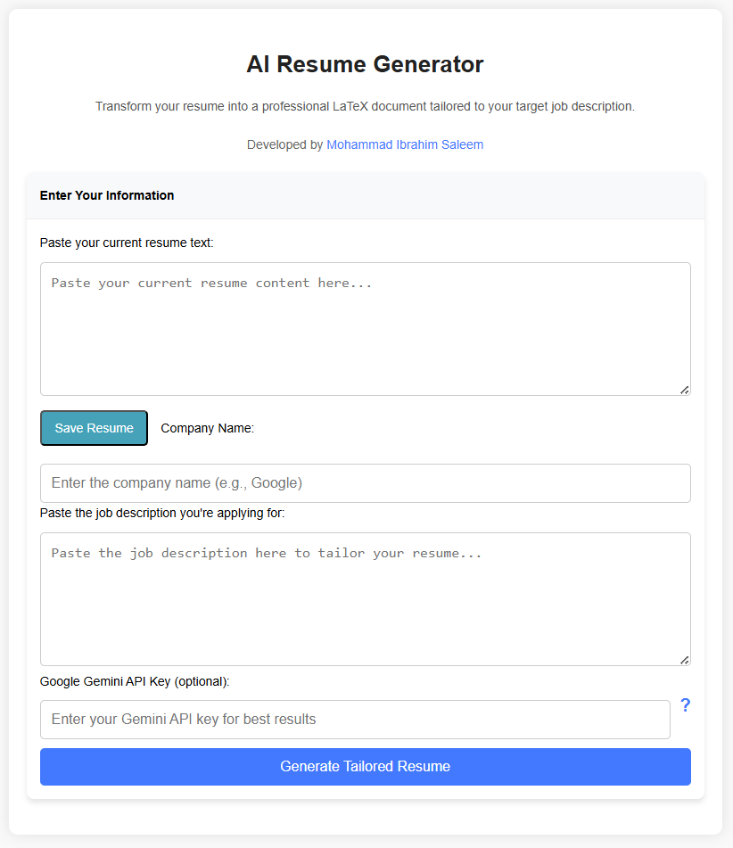 AI Resume Generator Preview